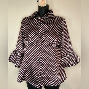 Dress Barn~Blouse~Empire Waste~Gathered Puritan Collar & Bell Sleeves~Size M
